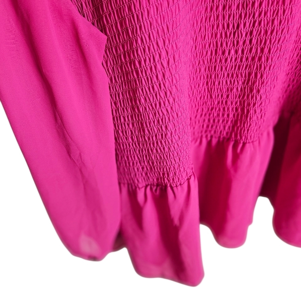Terra & Sky Pink Smocked Flattering Top, Lightweight and Comfy, 2x - Picture 4 of 8